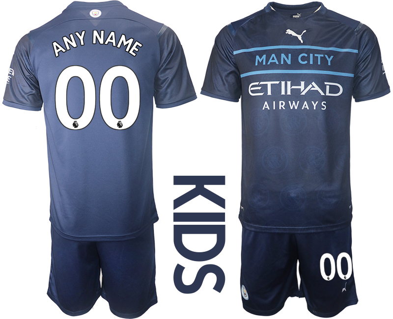 Youth 2021-2022 Club Manchester City away blue customized Soccer Jersey
